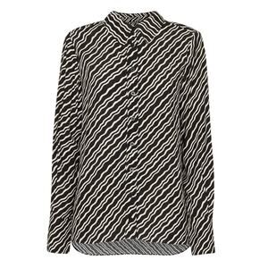 Whistles Women’s Black White Diagonal Ripple Print Button-Up Shirt | Size 6